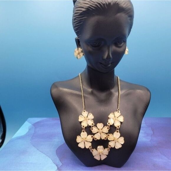 🔥The Limited pale pink flower 🌸 cluster necklace matching earrings 😍 - Picture 4 of 14